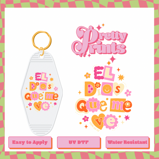 Uvdtf keychain El Dios Que Me Ve (pink)