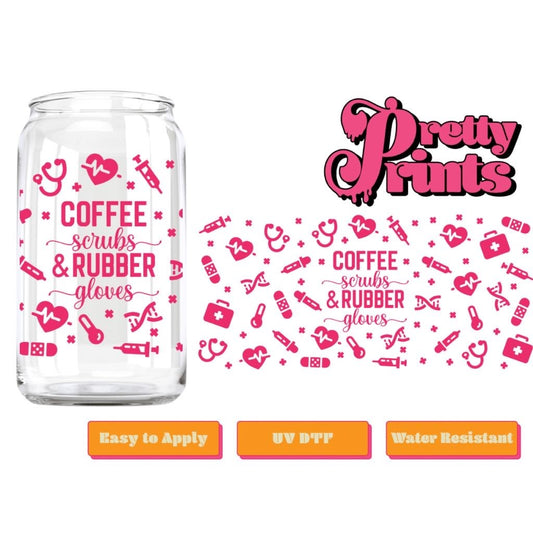 UVDTF Coffee Scrubs & Rubber Gloves